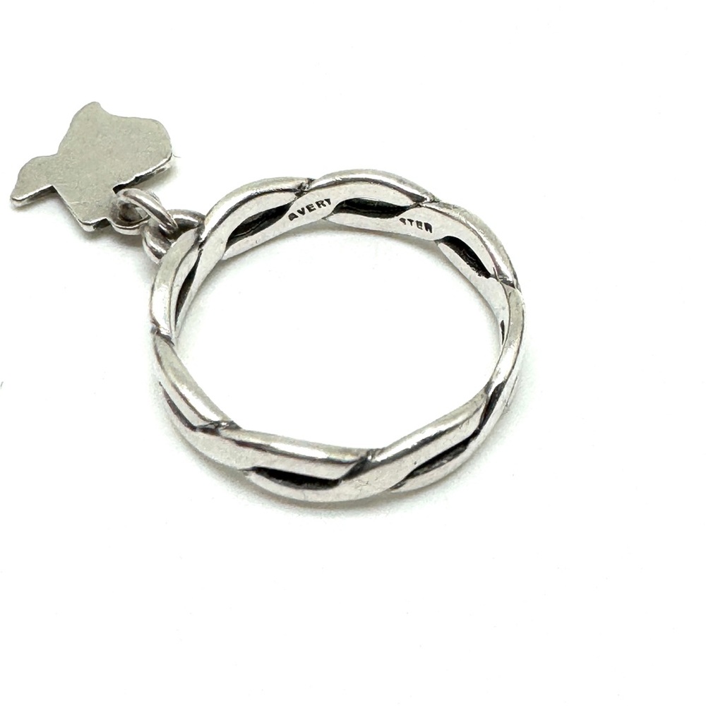 Vintage James Avery Sterling Silver Texas Charm Ring Braided Band Size 4 1/2 - Picture 5 of 8